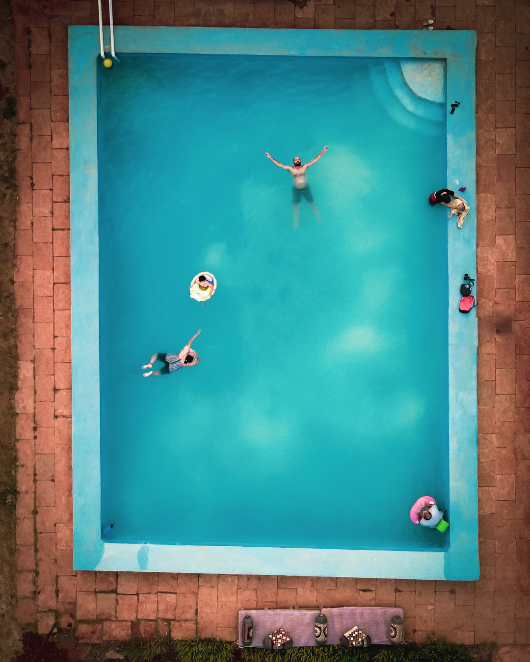 Swimming Pool Drone Photo - Mystic Stays Resort